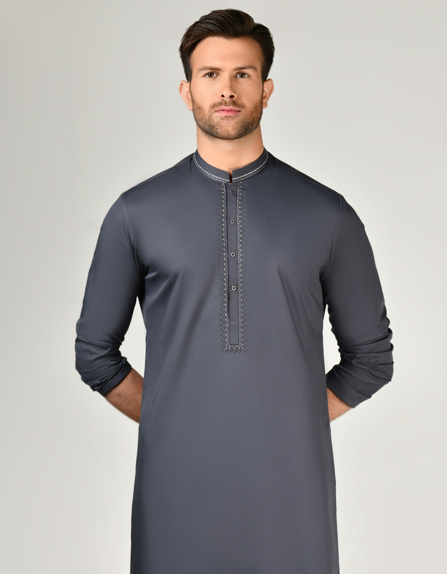 Blended Grey Shalwar Kameez - J. Junaid Jamshed