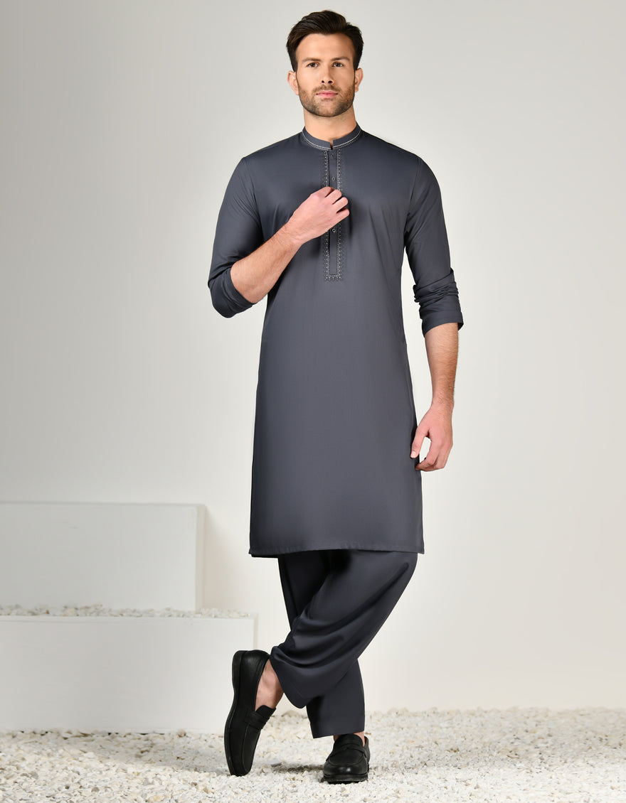 Blended Grey Shalwar Kameez - J. Junaid Jamshed