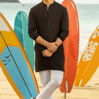 Cotton Black Kurta - J. Junaid Jamshed
