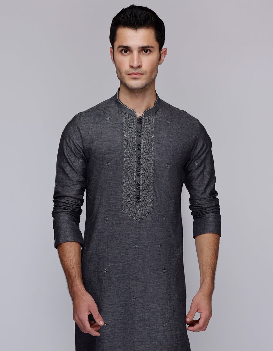 Cotton Grey Kurta Trouser - J. Junaid Jamshed