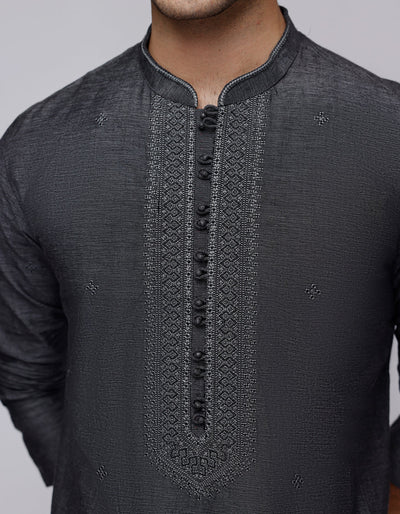 Cotton Grey Kurta Trouser - J. Junaid Jamshed