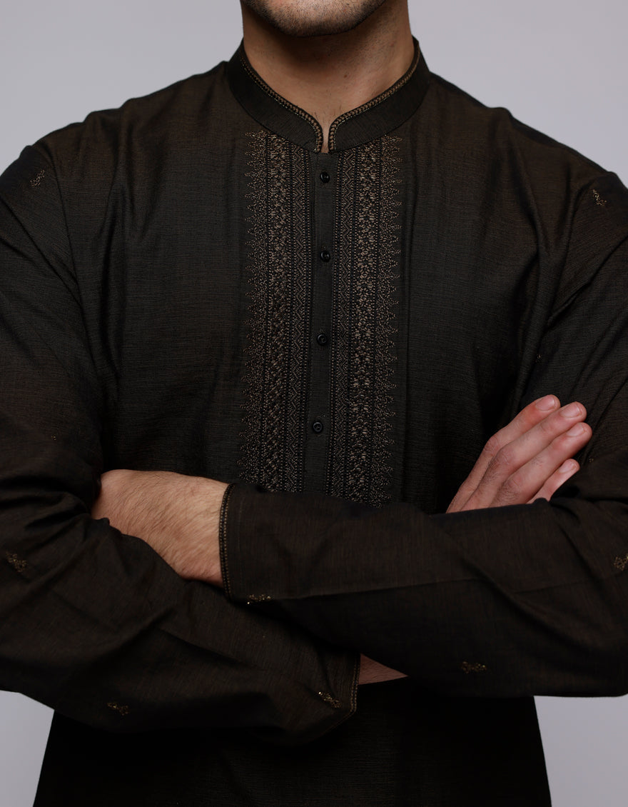 Cotton Brown Kurta Trouser - J. Junaid Jamshed