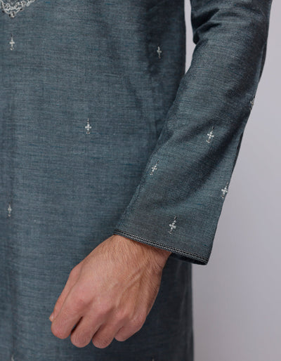 Cotton Grey Kurta Trouser - J. Junaid Jamshed