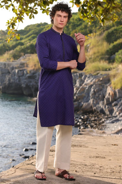 Cotton Blue Kurta - J. Junaid Jamshed