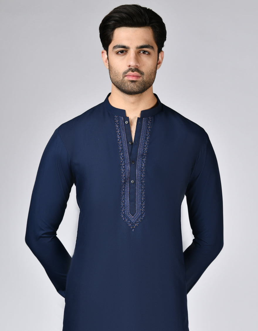 Blended Blue Shalwar Kameez - J. Junaid Jamshed