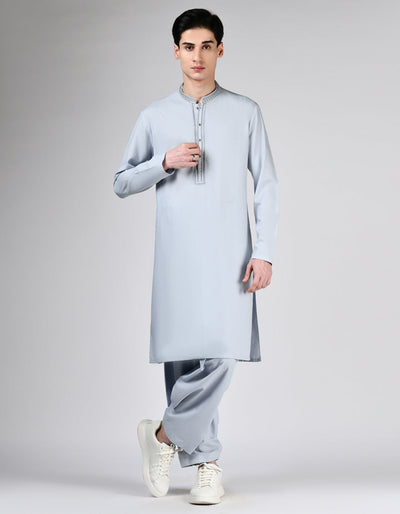 Blended Grey Shalwar Kameez - J. Junaid Jamshed