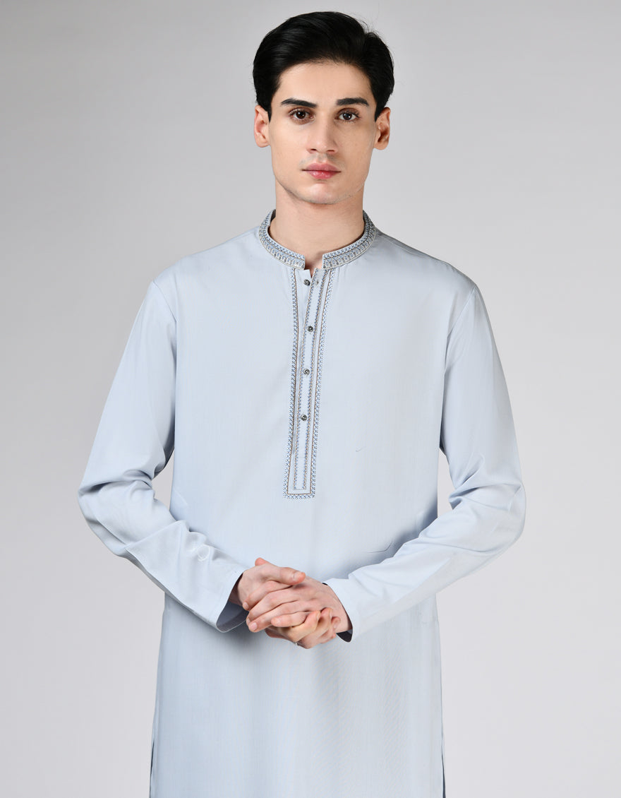 Blended Grey Shalwar Kameez - J. Junaid Jamshed