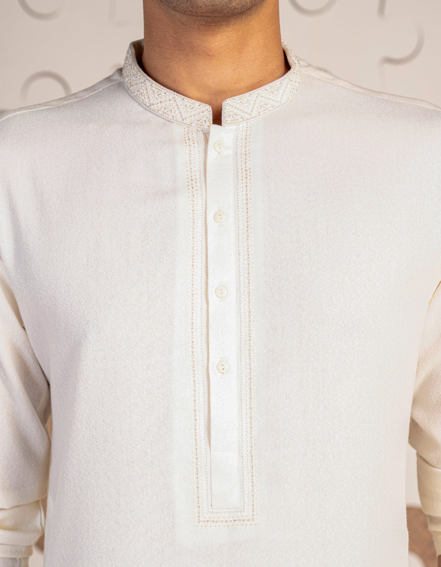 Blended White Shalwar Kameez - J. Junaid Jamshed