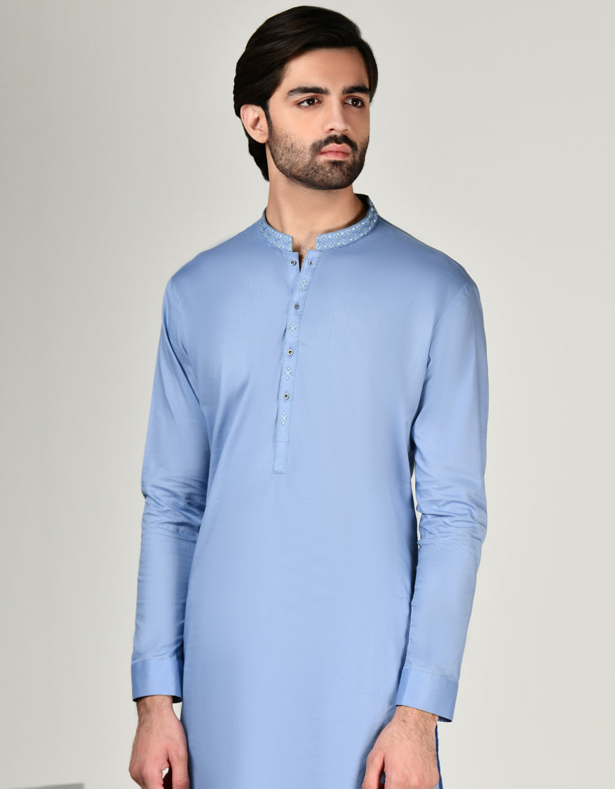 Cotton Blue Shalwar Kameez - J. Junaid Jamshed