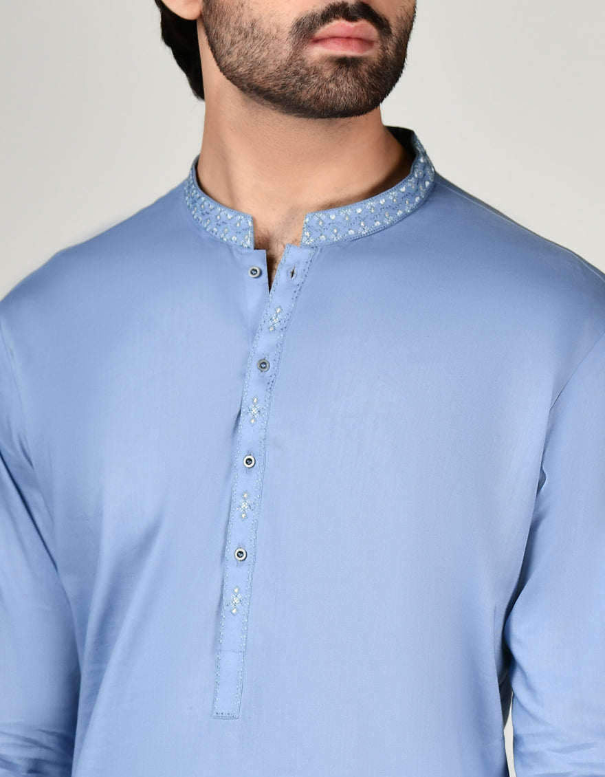 Cotton Blue Shalwar Kameez - J. Junaid Jamshed