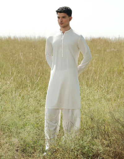 Blended White Shalwar Kameez - J. Junaid Jamshed