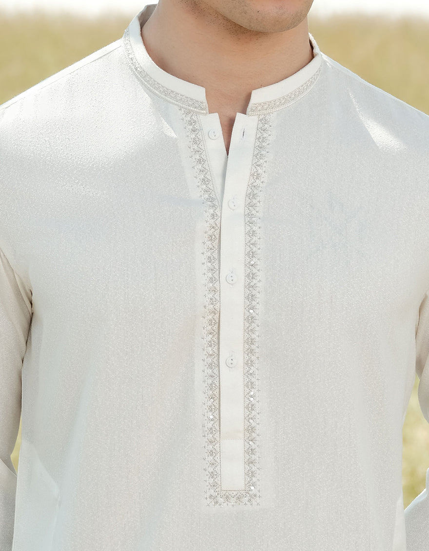 Blended White Shalwar Kameez - J. Junaid Jamshed