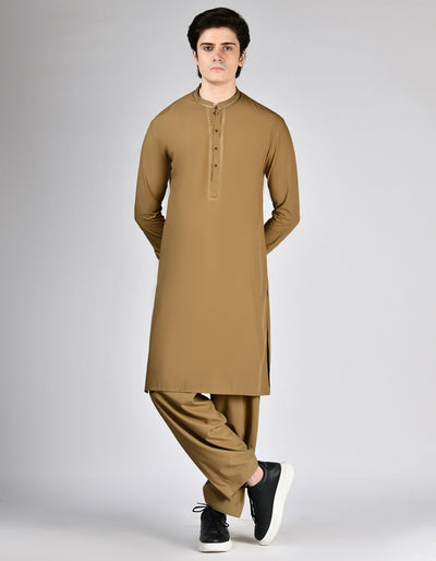 Blended Brown Shalwar Kameez - J. Junaid Jamshed