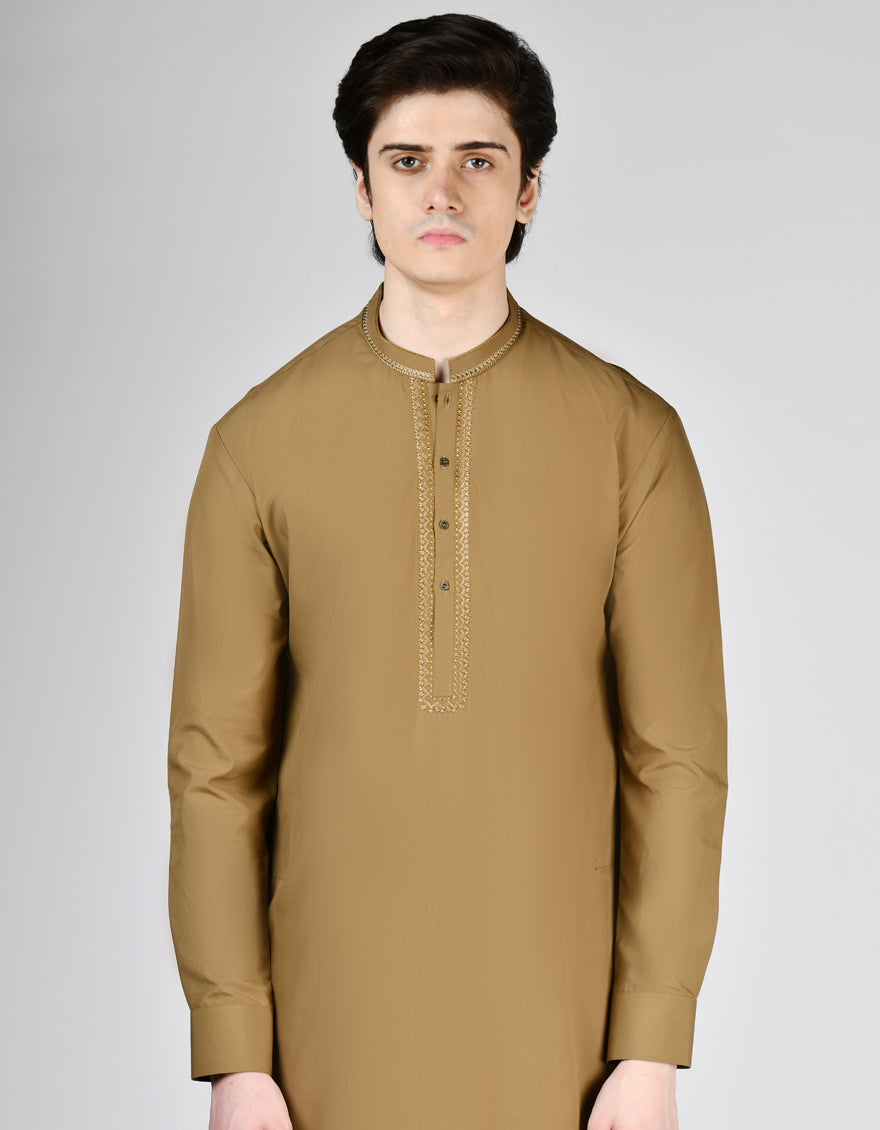 Blended Brown Shalwar Kameez - J. Junaid Jamshed