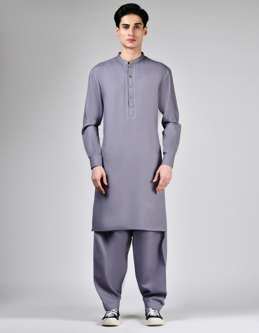 Blended Purple Shalwar Kameez - J. Junaid Jamshed