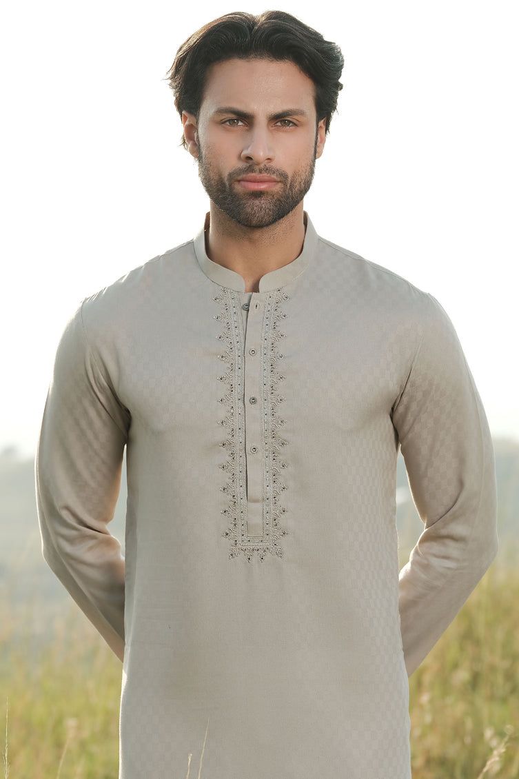 Blended Green Kurta - J. Junaid Jamshed