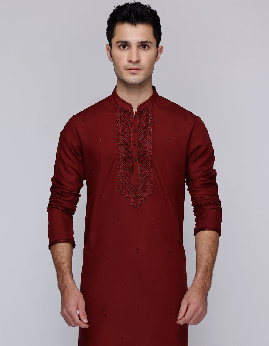 Cotton Red Special Kurta - J. Junaid Jamshed