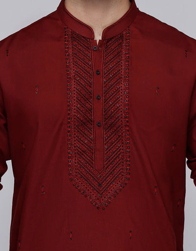 Cotton Red Special Kurta - J. Junaid Jamshed