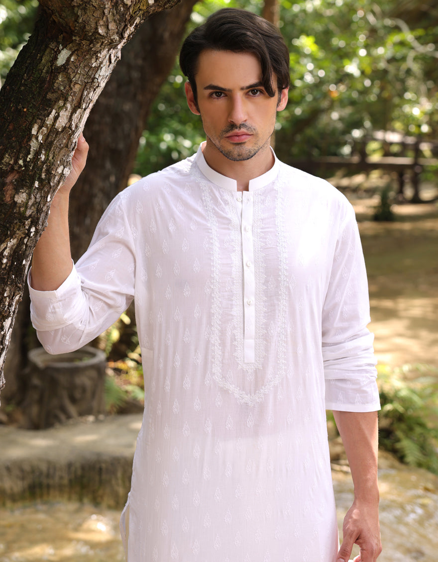 Cotton White Kurta - J. Junaid Jamshed