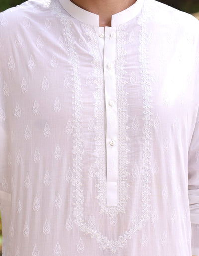 Cotton White Kurta - J. Junaid Jamshed