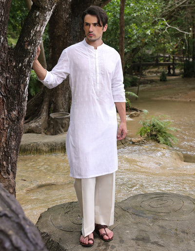 Cotton White Kurta - J. Junaid Jamshed