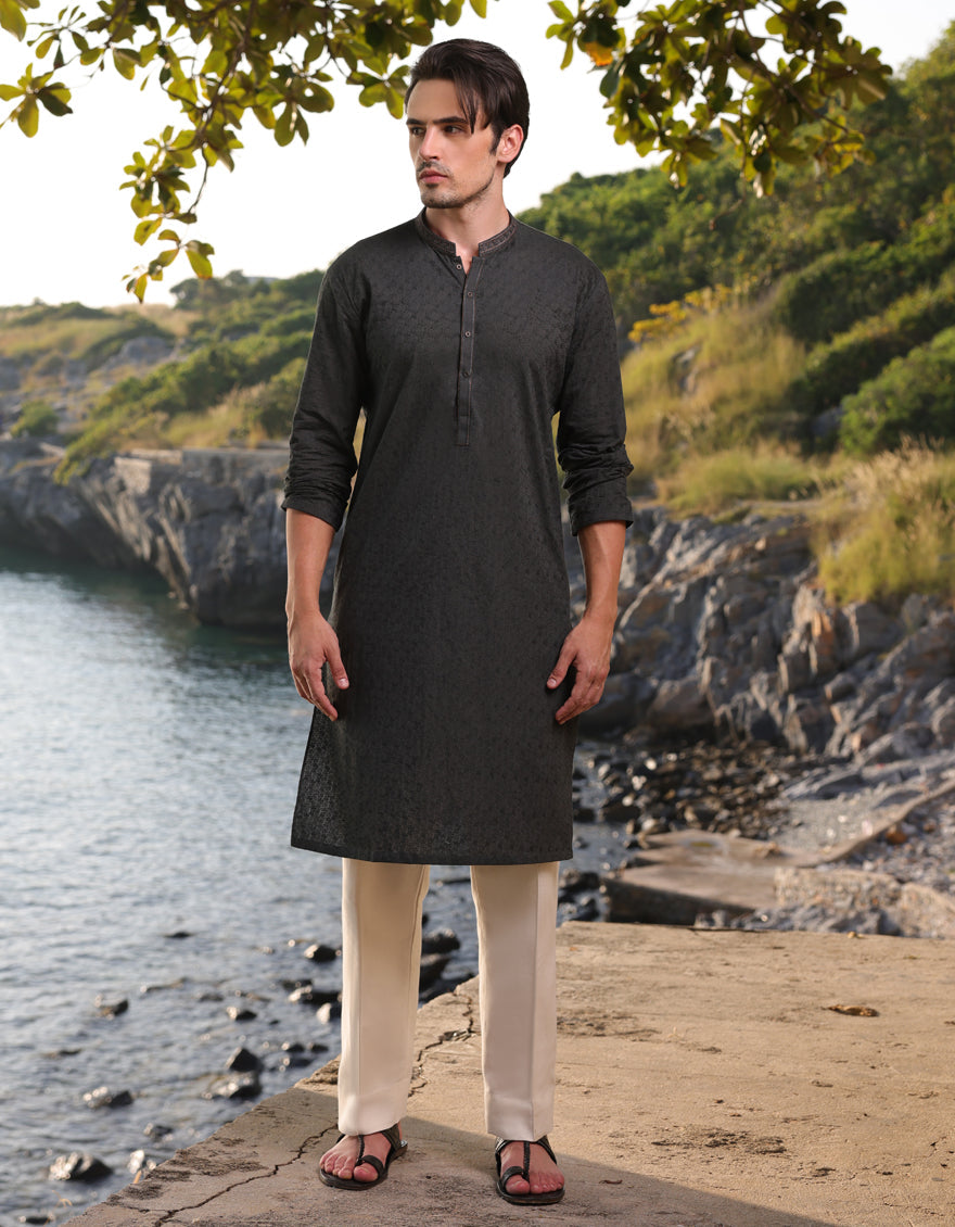 Cotton Green Kurta - J. Junaid Jamshed