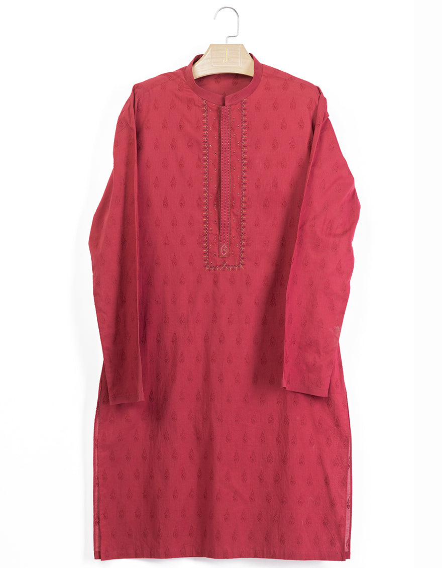 Cotton Reddish Kurta Trouser - J. Junaid Jamshed