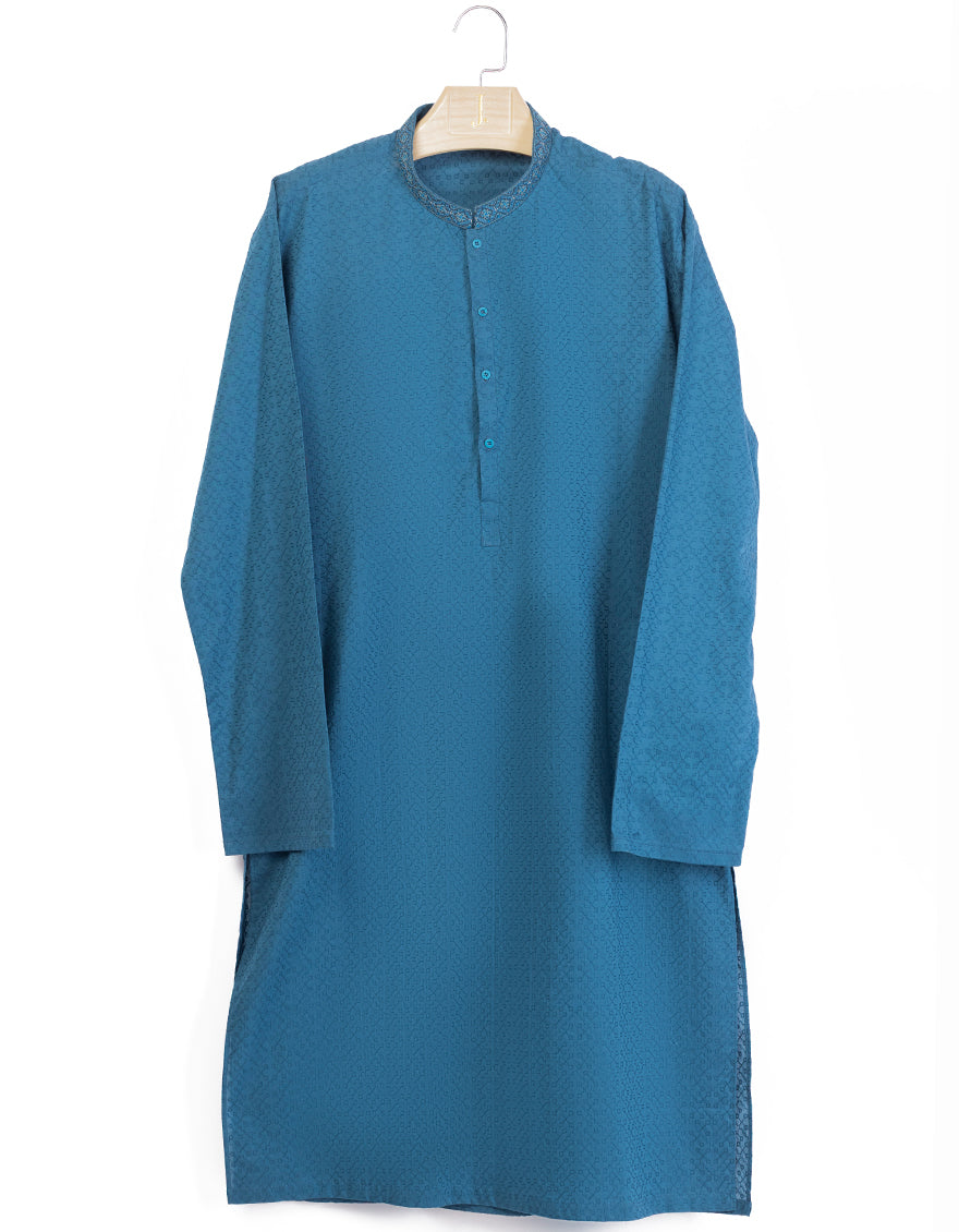 Cotton Blue Kurta Trouser - J. Junaid Jamshed