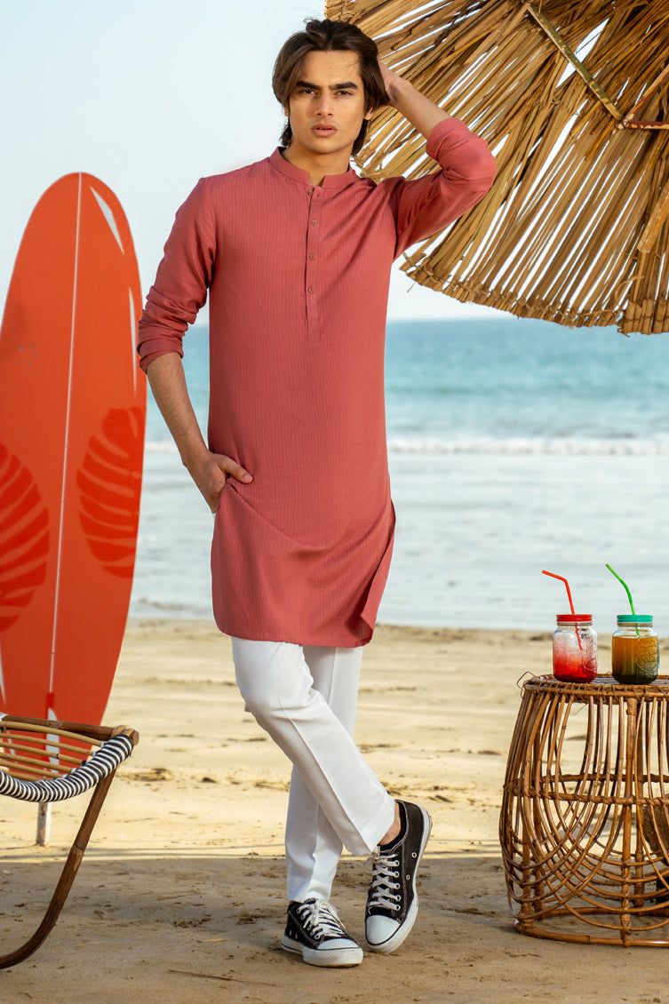 Cotton Pink Kurta - J. Junaid Jamshed