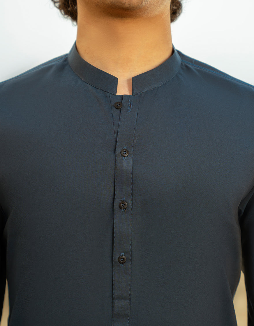 Cotton Dark Blue Kurta Trouser - J. Junaid Jamshed