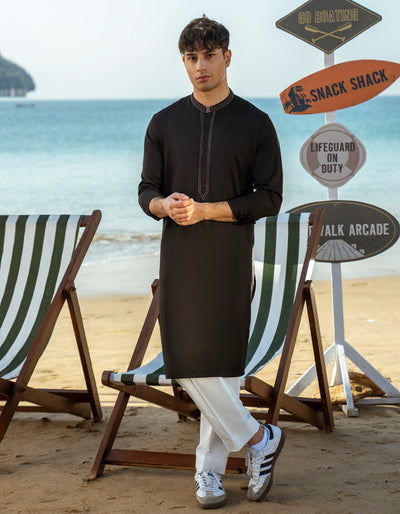 Blended Black Kurta Trouser - J. Junaid Jamshed