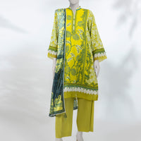 Lawn Yellow Unstitched Suit - J. Junaid Jamshed