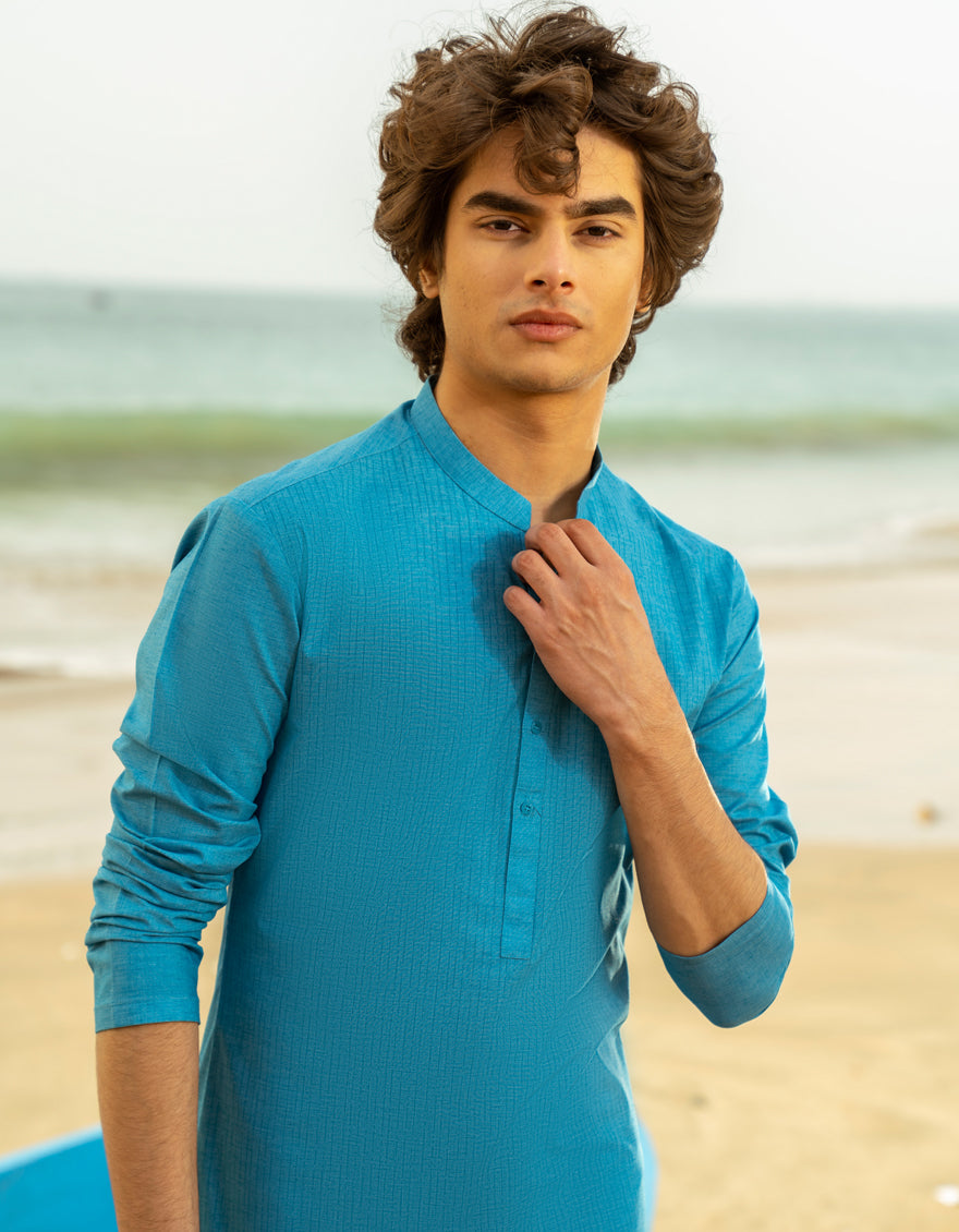 Blended Blue Kurta - J. Junaid Jamshed