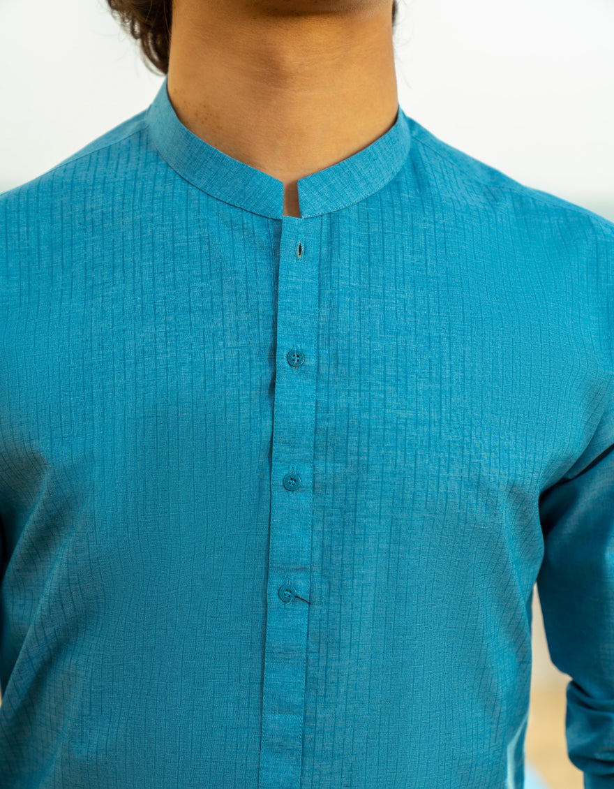 Blended Blue Kurta - J. Junaid Jamshed