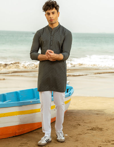 Blended Grey Kurta - J. Junaid Jamshed