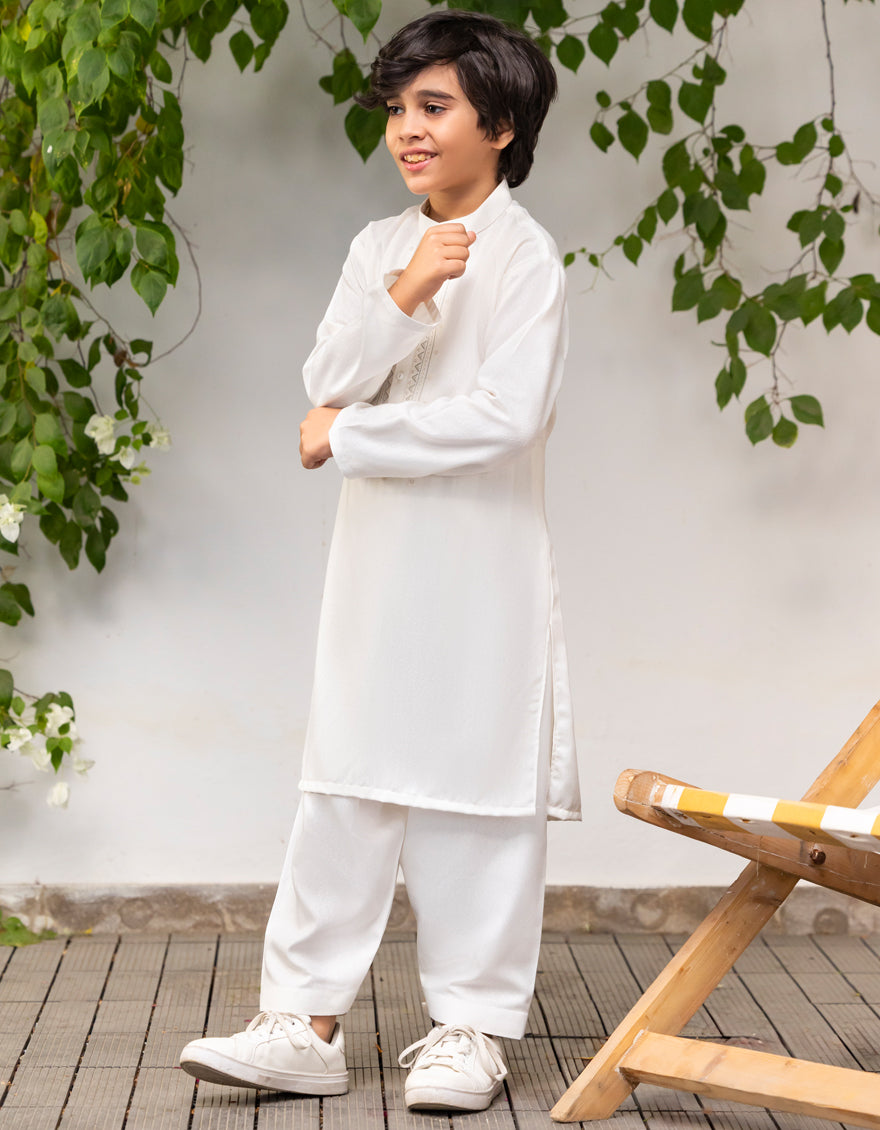 Blended Off White Shalwar Kameez - J. Junaid Jamshed