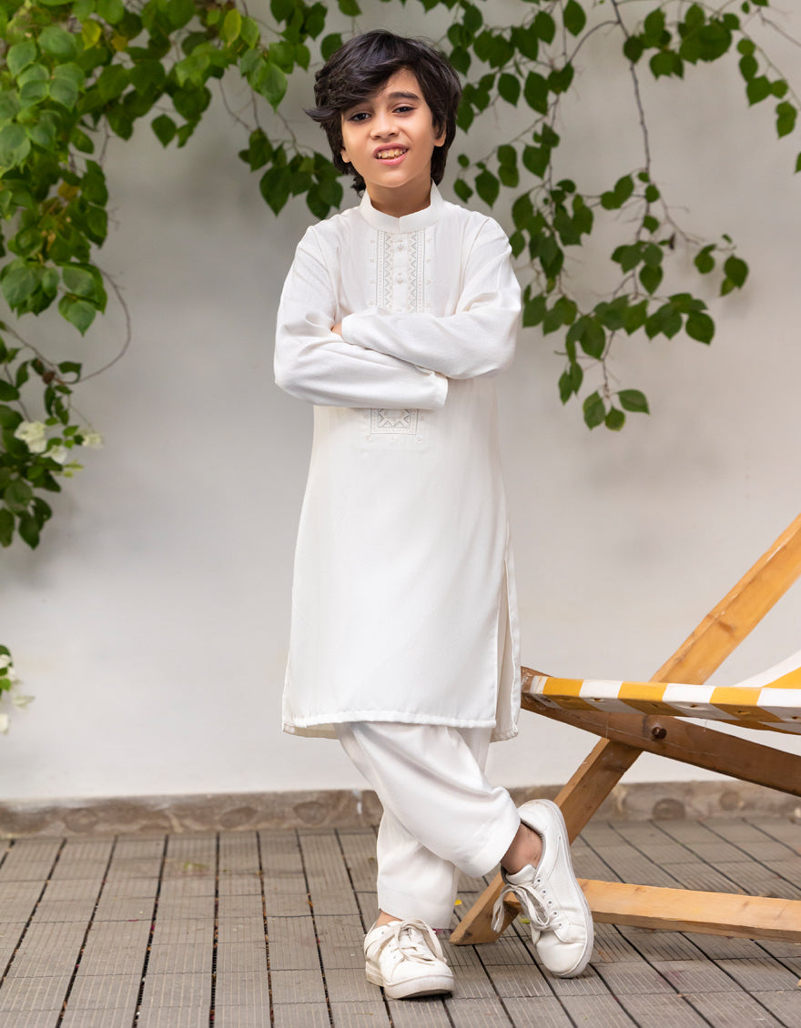 Blended Off White Shalwar Kameez - J. Junaid Jamshed