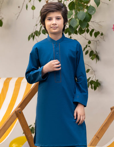 Cotton Blue Shalwar Kameez - J. Junaid Jamshed