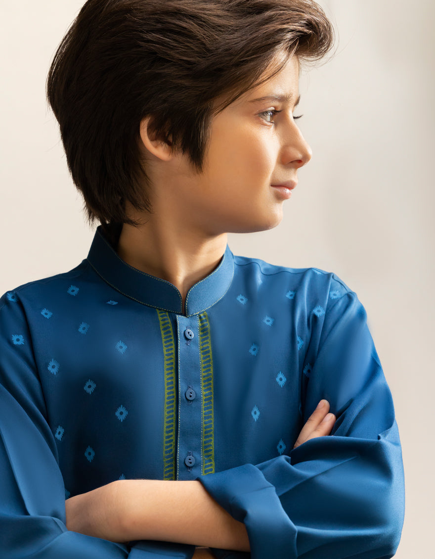 Blended Blue Shalwar Kameez - J. Junaid Jamshed