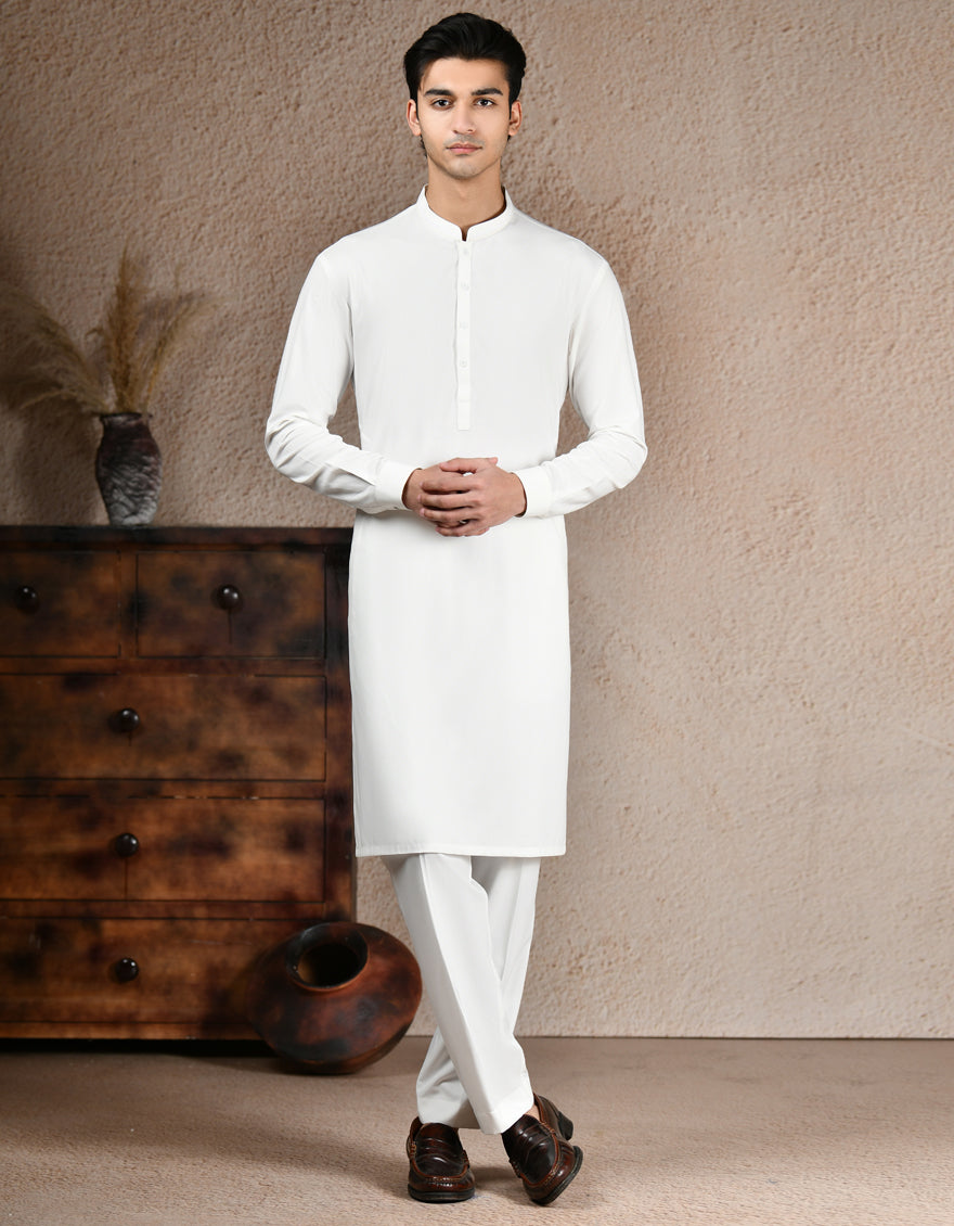 Blended White Kurta Trouser - J. Junaid Jamshed