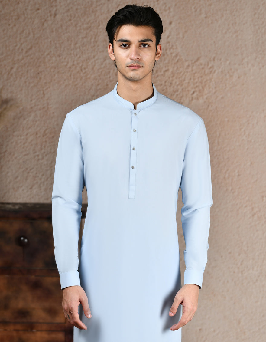 Blended Blue Kurta Trouser - J. Junaid Jamshed