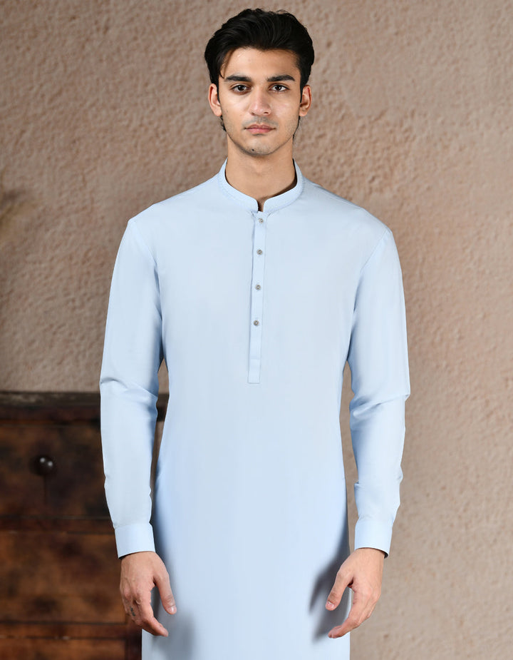 Blended Blue Kurta Trouser - J. Junaid Jamshed