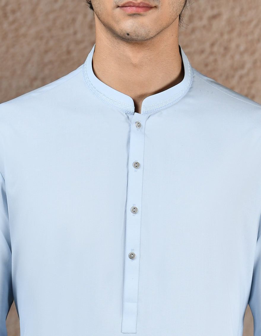 Blended Blue Kurta Trouser - J. Junaid Jamshed