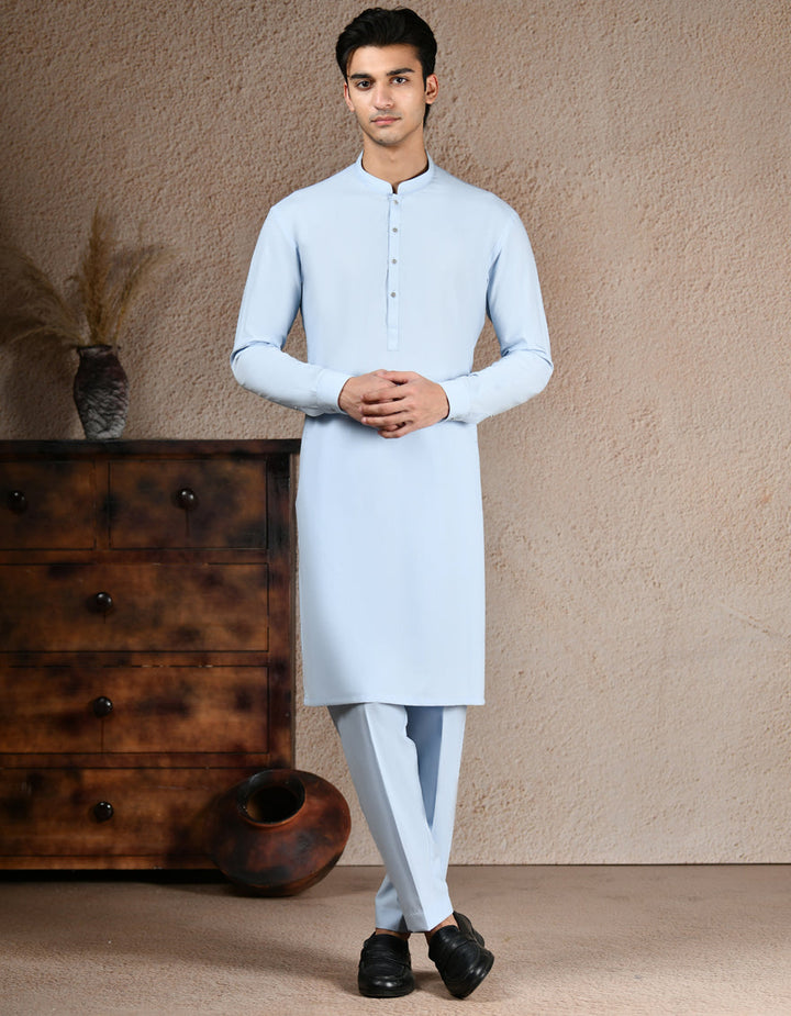 Blended Blue Kurta Trouser - J. Junaid Jamshed