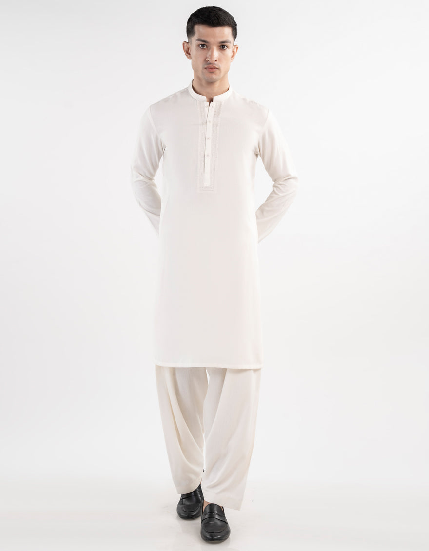 Blended White Shalwar Kameez- J. Junaid Jamshed