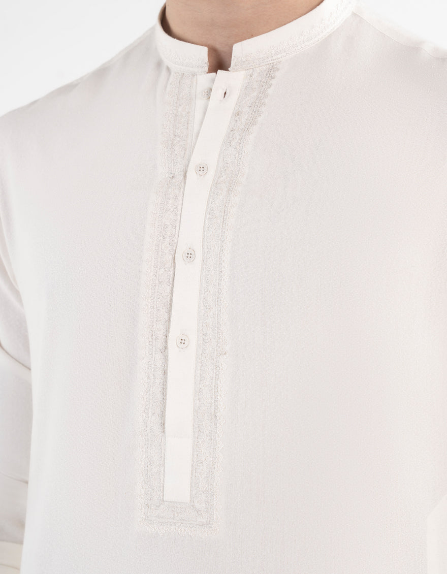 Blended White Shalwar Kameez- J. Junaid Jamshed