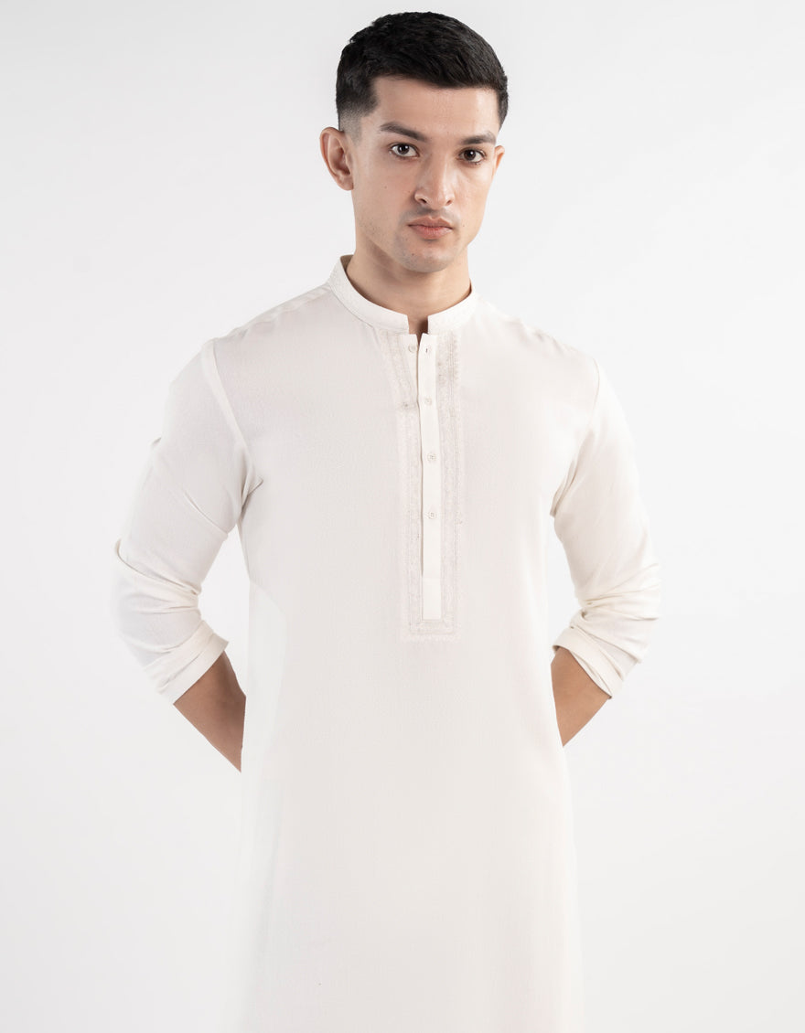 Blended White Shalwar Kameez- J. Junaid Jamshed