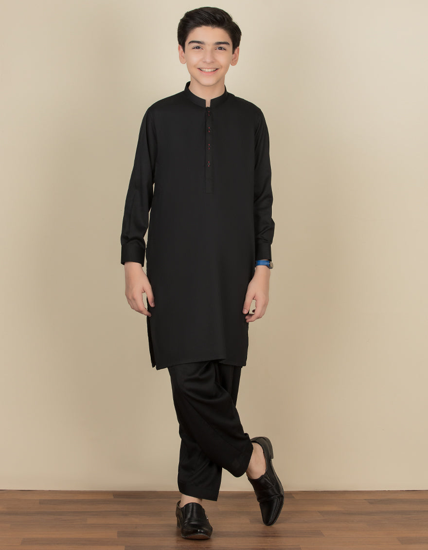 Blended Black Shalwar Kameez - J. Junaid Jamshed