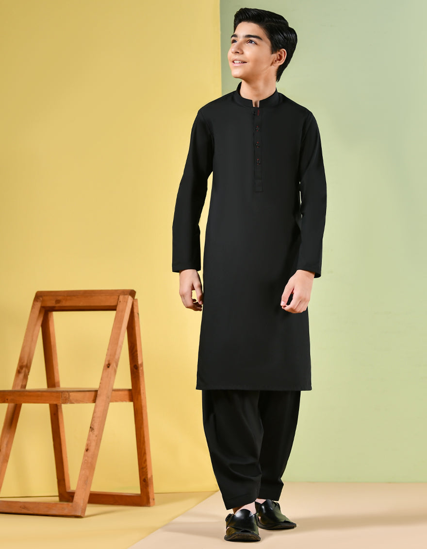 Blended Black Shalwar Kameez - J. Junaid Jamshed