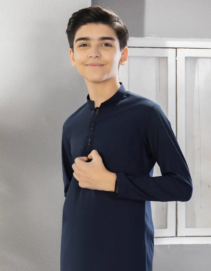 Blended Navy Blue Shalwar Kameez - J. Junaid Jamshed